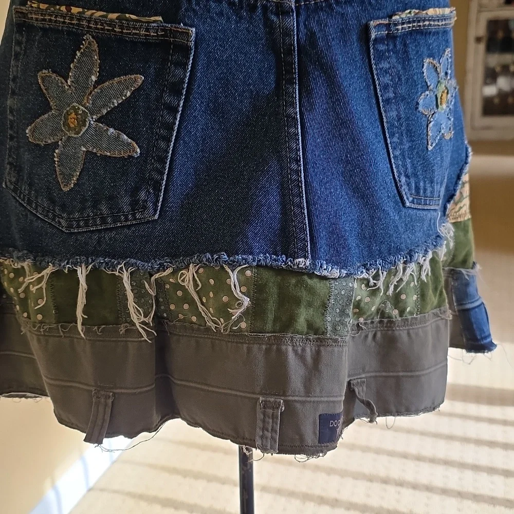 Upcycled Molly Made It Blue & Green Jeans Skirt For Any Age - Picture 14 of 14